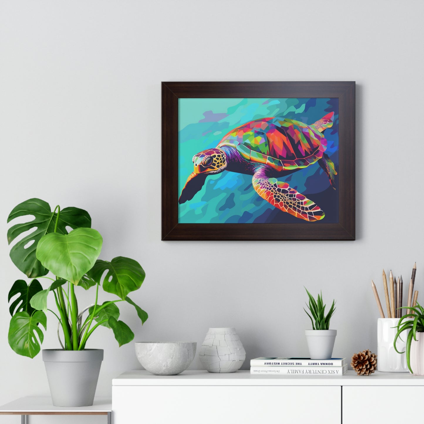 Vibrant Sea Turtle Framed Art