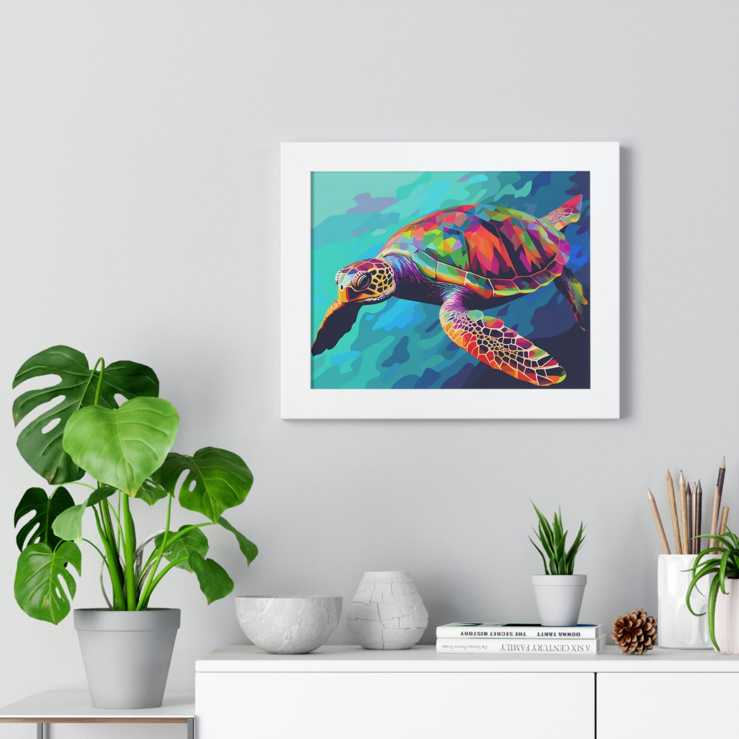 Vibrant Sea Turtle Framed Art